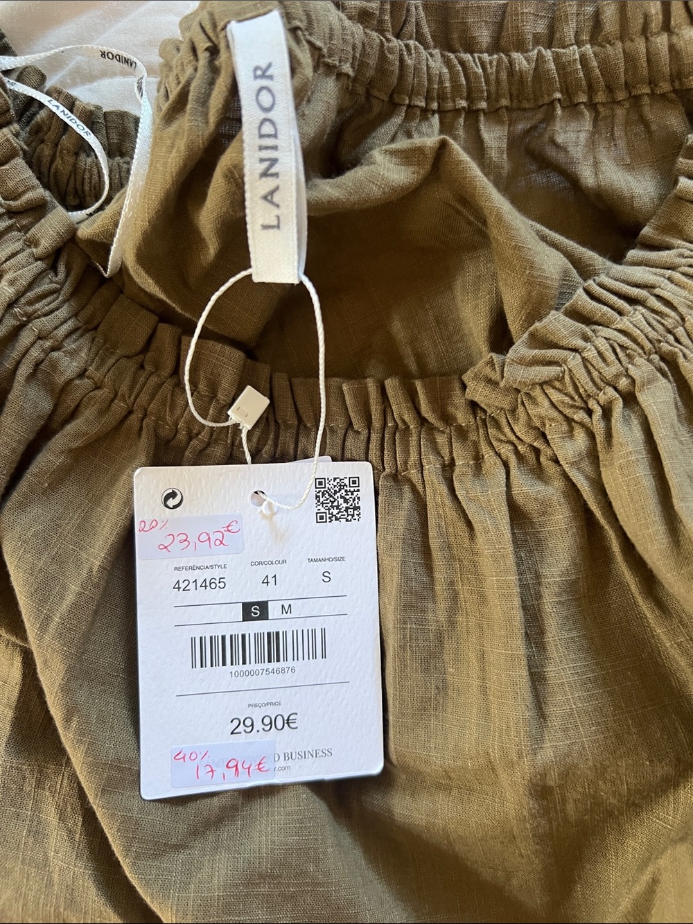 Off-Shoulder Puff Sleeve Crop Top - Olive Brown - Picture 4 of 5